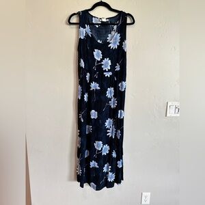 VINTAGE 90s French Laundry Maternity blue floral dress sz Large